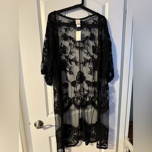 SO black lace duster coverup